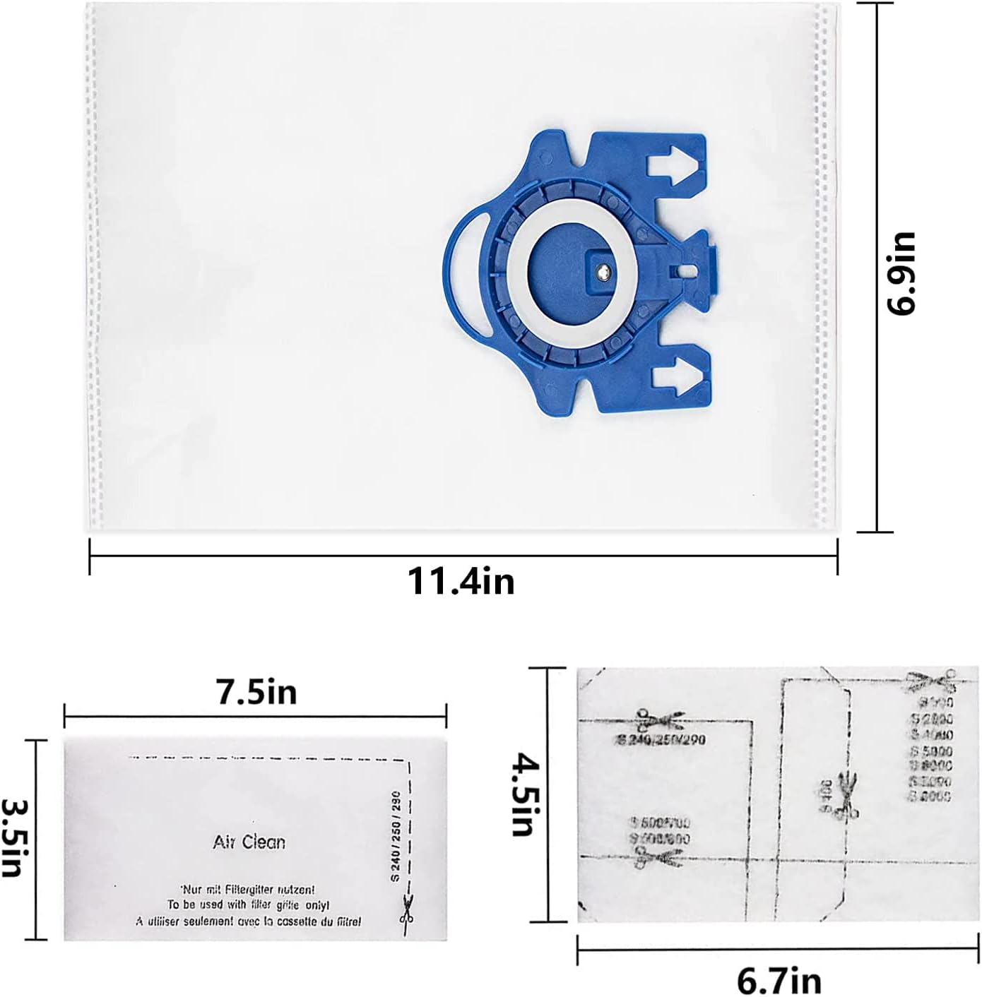 Paquete de 10 bolsas AirClean de eficiencia 3D de repuesto para aspiradora Miele GN Bolsa de polvo para aspiradora Classic C1 completa C1C2C3 S227