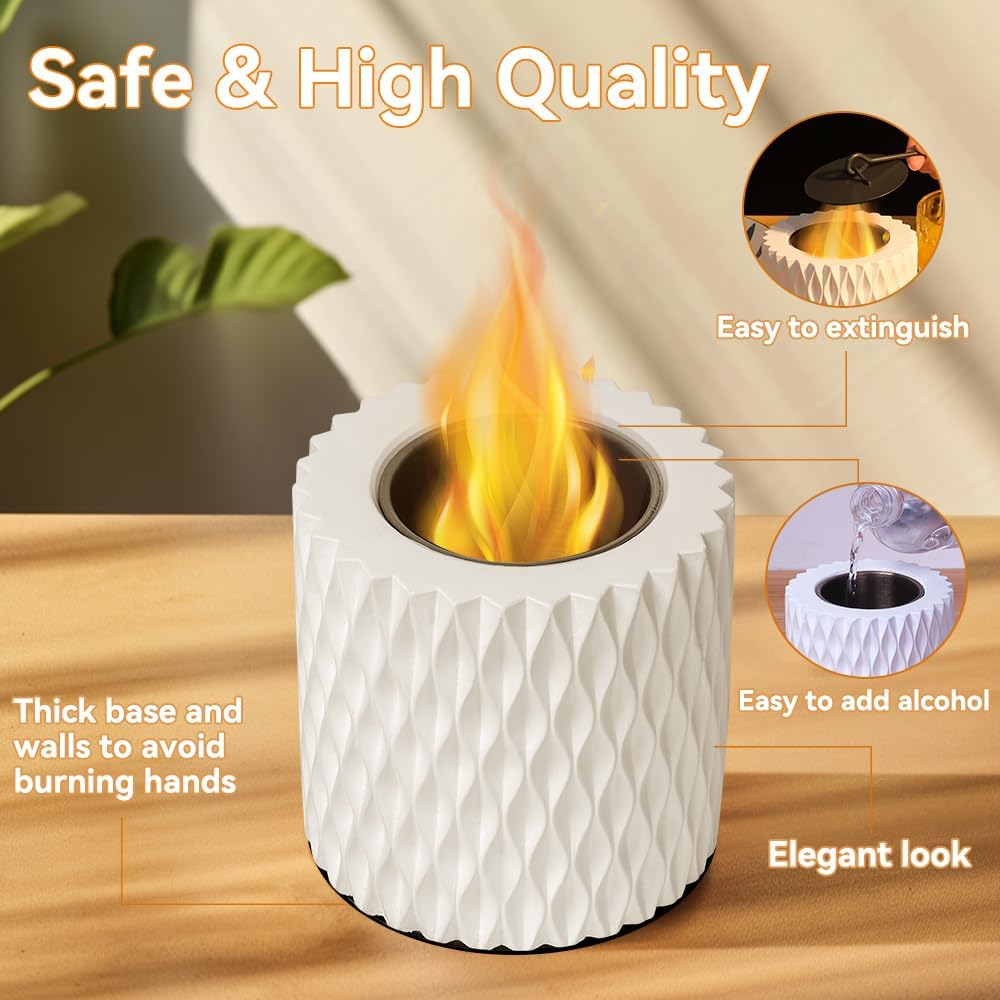 Cuenco para hoguera de mesa, hoguera de larga duración para interiores, chimenea de mesa portátil, mini hoguera con tapa de extinción de incendios,