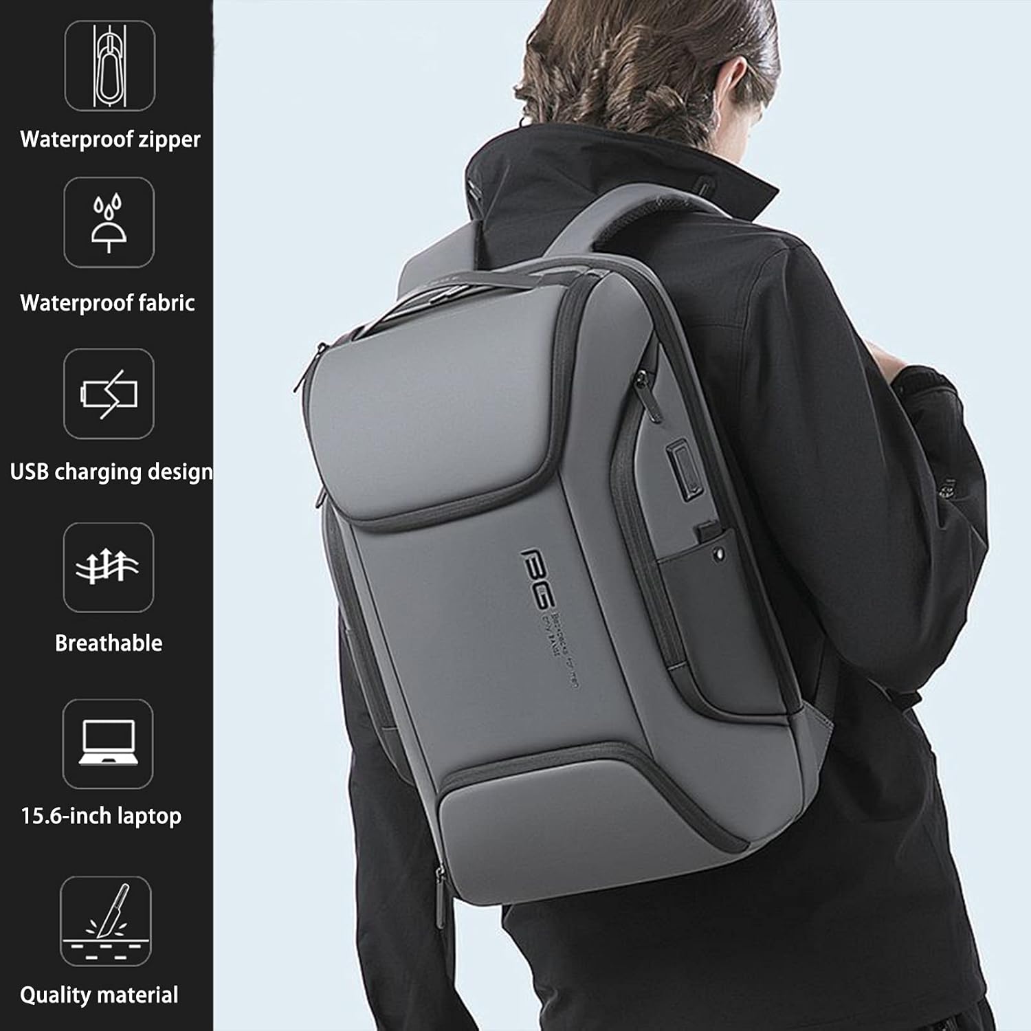 OZUKO Mochila para portátil inteligente de negocios, mochila antirrobo para hombre, bolsa para laptop de 15.6 pulgadas, mochila de mano para fin de