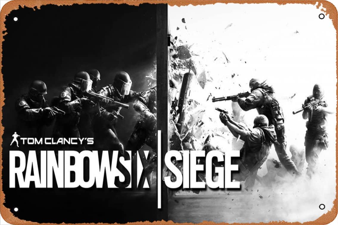 Classic DECOR – Póster de juego Rainbow Six & Siege Game 5 Wall Art Decor – Cartel de hojalata – 8 x 12 pulgadas