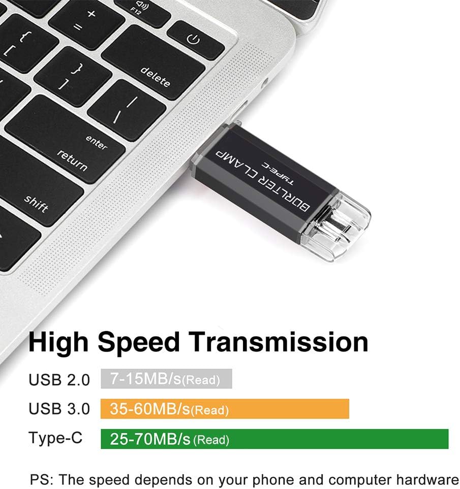 BorlterClamp – Memoria USB C OTG de 256 GB, USB 3.0 tipo C OTG para teléfonos inteligentes Android, Samsung Galaxy S10S9S8Note 9, LG, Google Pixel,