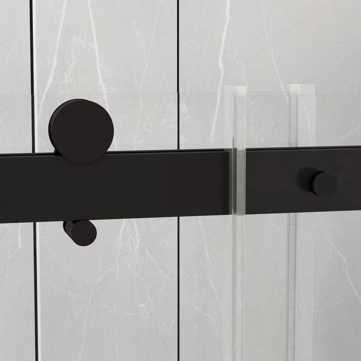Sunrosa Puerta de ducha de vidrio semirmarco, 60 pulgadas de ancho x 76 pulgadas de alto, puerta de ducha deslizante de vidrio templado transparente