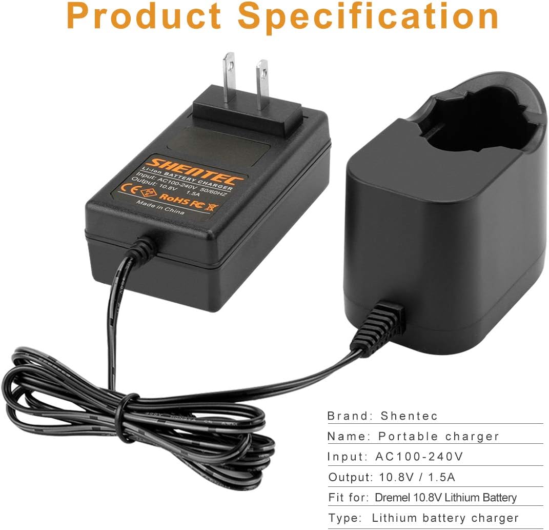 Shentec Batería de 10.8V 3.0Ah compatible con Dremel 855-02 855-01, compatible con Dremel 8000-01 8001-01 8001-02 herramienta inalámbrica (cargador
