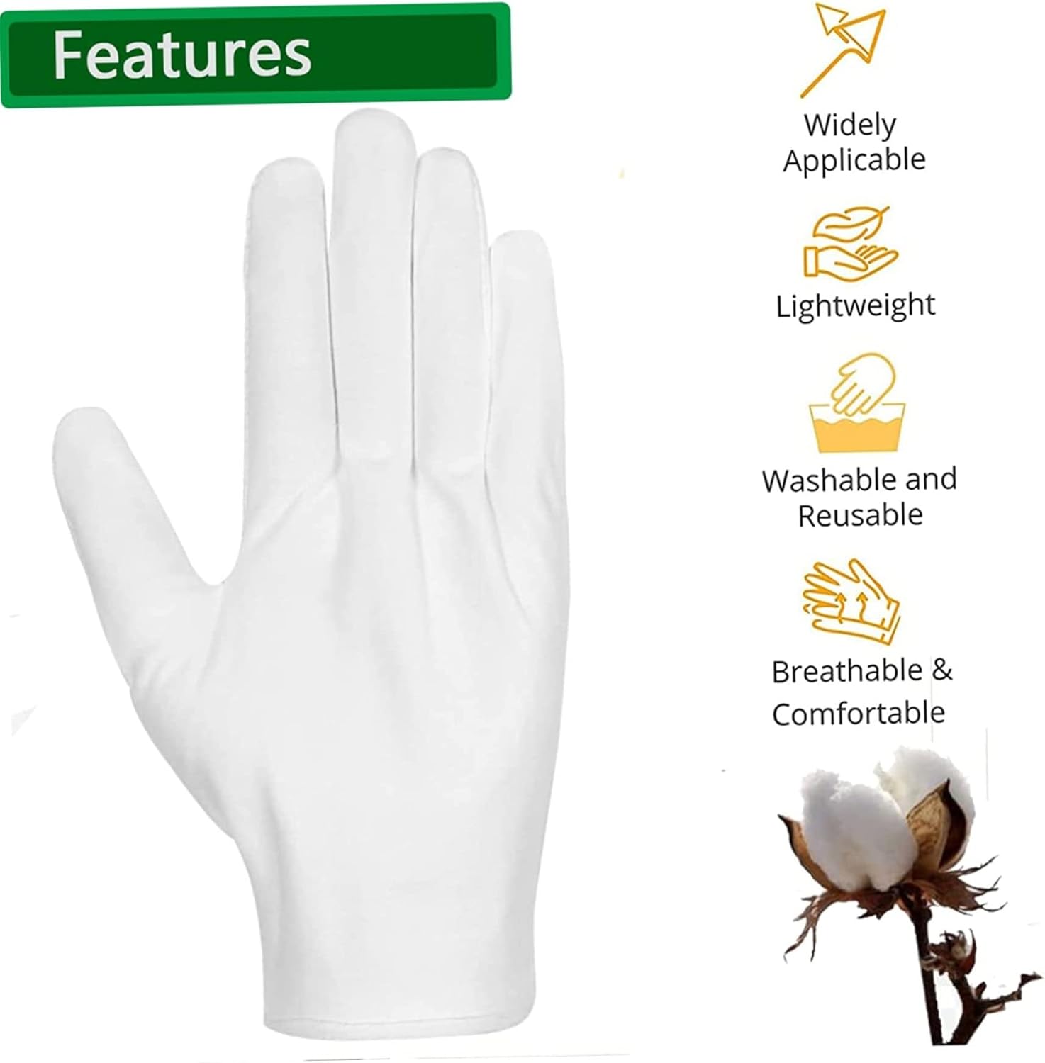 15 pares de guantes de algodón blanco para eccema y manos secas, guantes de trabajo transpirables, guantes de spa hidratantes, guantes de inspección