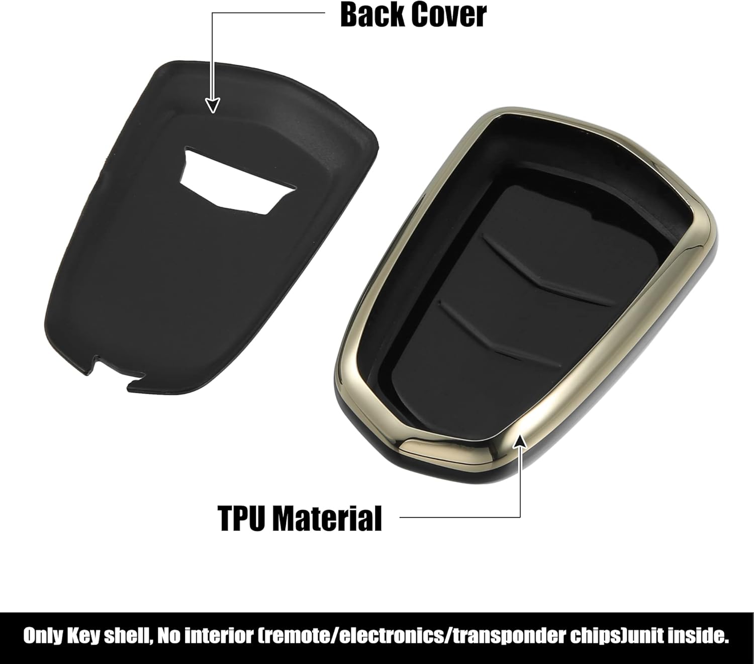 X AUTOHAUX Funda para llavero de automóvil de 5 botones, funda protectora completa con botón de TPU, color negro para Cadillac XT5 2017-2020 para