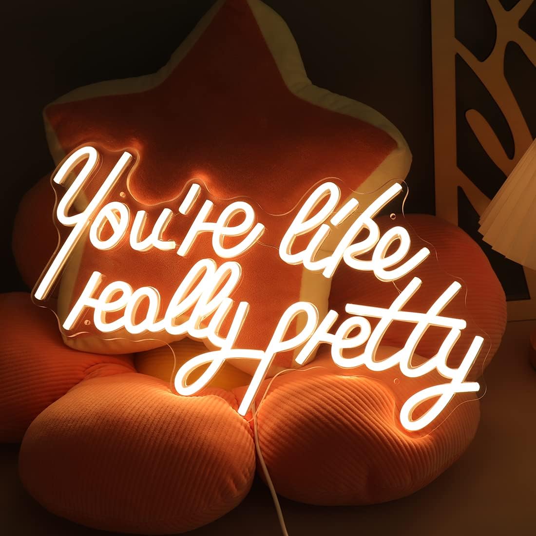 Letrero de neón con texto en inglés “You’re Like Really Pretty – Letrero de neón para dormitorio, boda, compromiso, despedida de soltera,