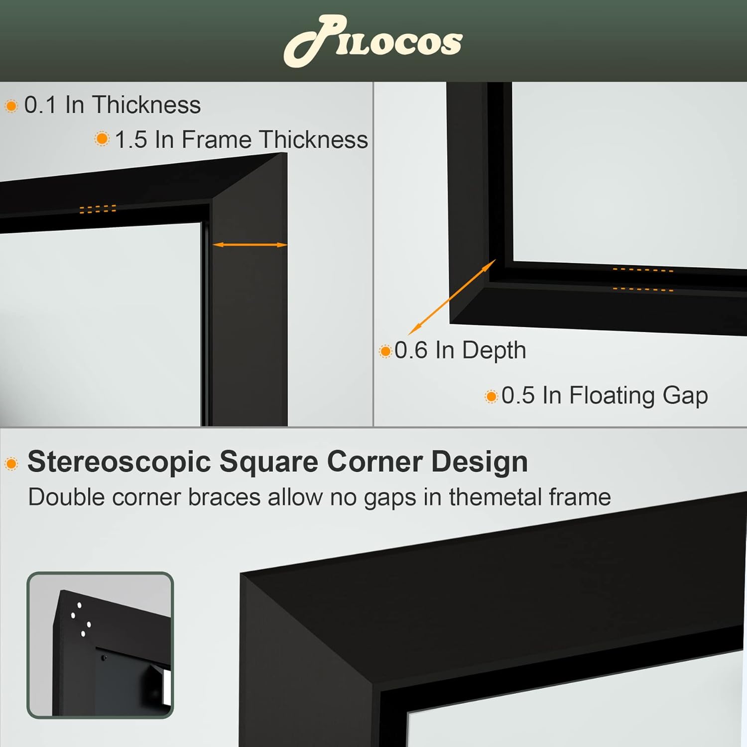 Espejo de baño con marco negro de 36 x 30 pulgadas para pared, espejo rectangular de tocador de baño, espejo de pared negro mate con marco biselado