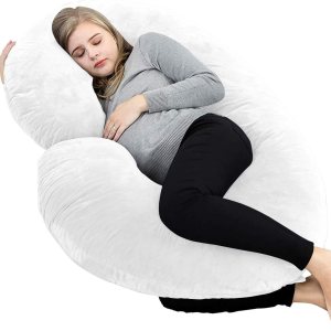 Almohadas de embarazo de 57 pulgadas, almohada de cuerpo completo en forma de C, color blanco, almohadas de embarazo para dormir, funda de algodón Almohadas de embarazo de 57 pulgadas, almohada de cuerpo completo en forma de C, color blanco, almohadas de embarazo para dormir, funda de algodón