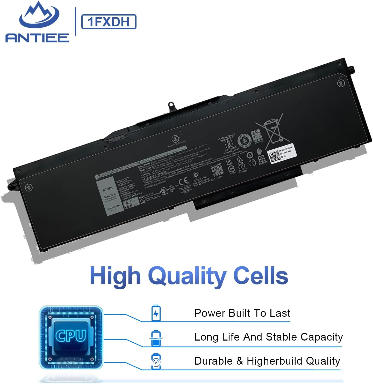 ANTIEE 97Wh 1FXDH 1WJT0 – Batería para laptop Dell Precision 3541 3551 Latitude 15 5501 5511 E5501 E5511 Series P80F P80F003 P80F004 IFXDH 1WJTO