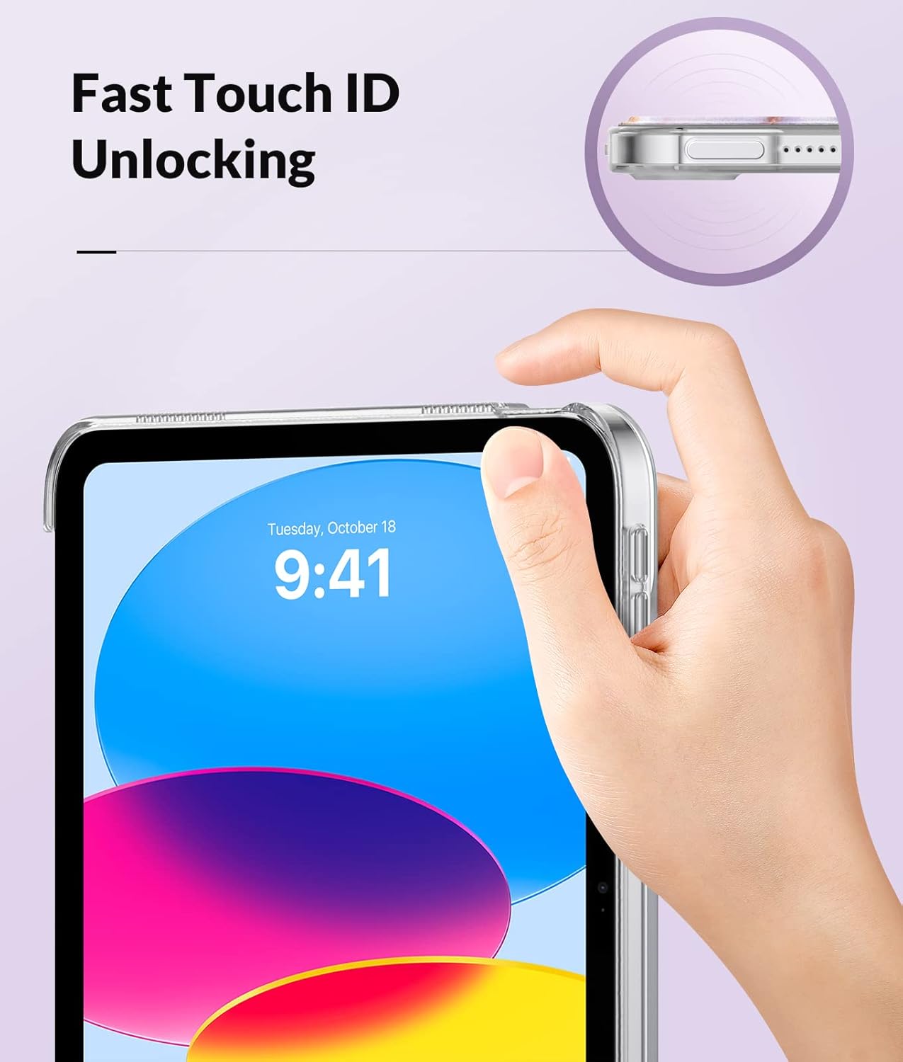 MoKo Funda para iPad de 10 generación 2022, iPad 10.9 con cubierta trasera de TPU suave translúcido esmerilado, funda protectora delgada con función