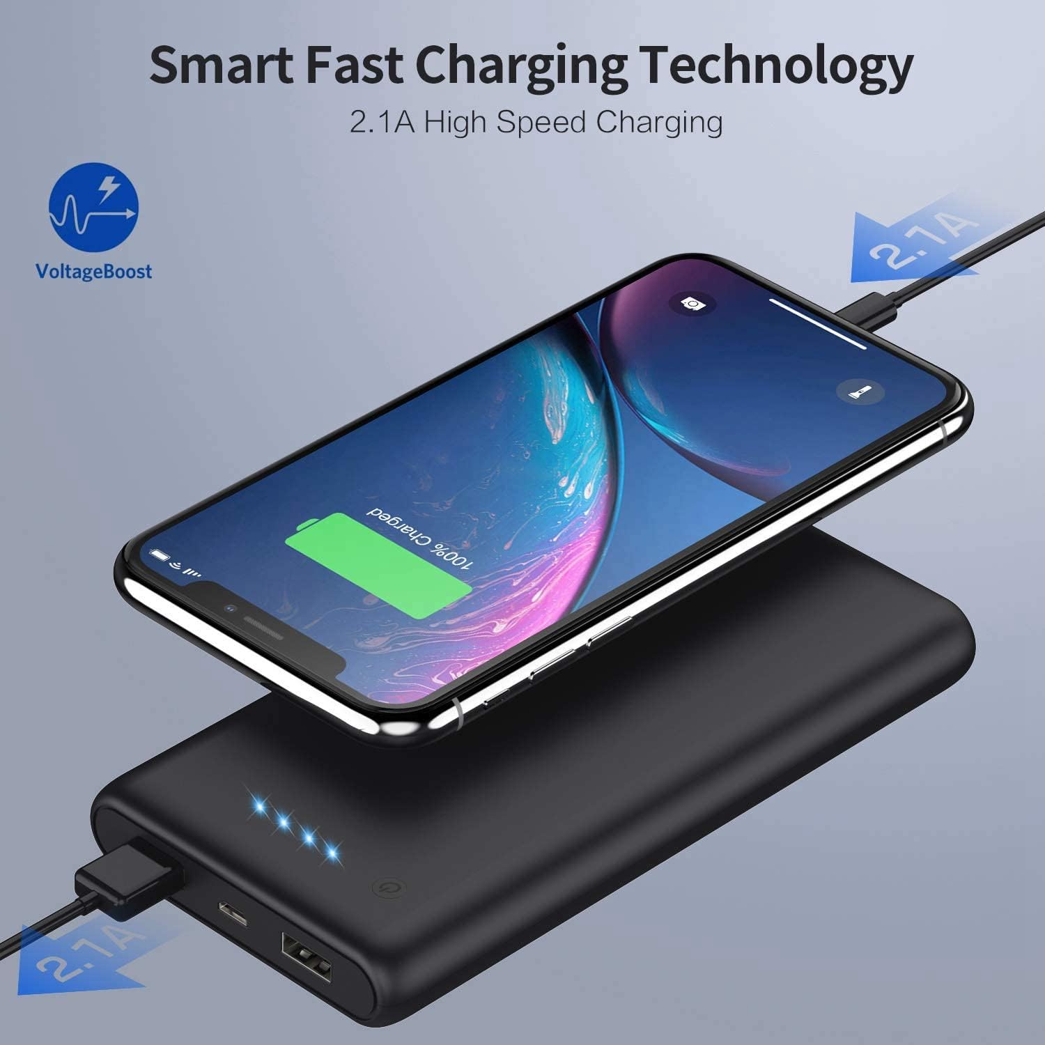 Cargador de batería portátil de 26,800mAh, batería externa segura de gran capacidad para celular, compacta, con celdas de alto rendimiento y