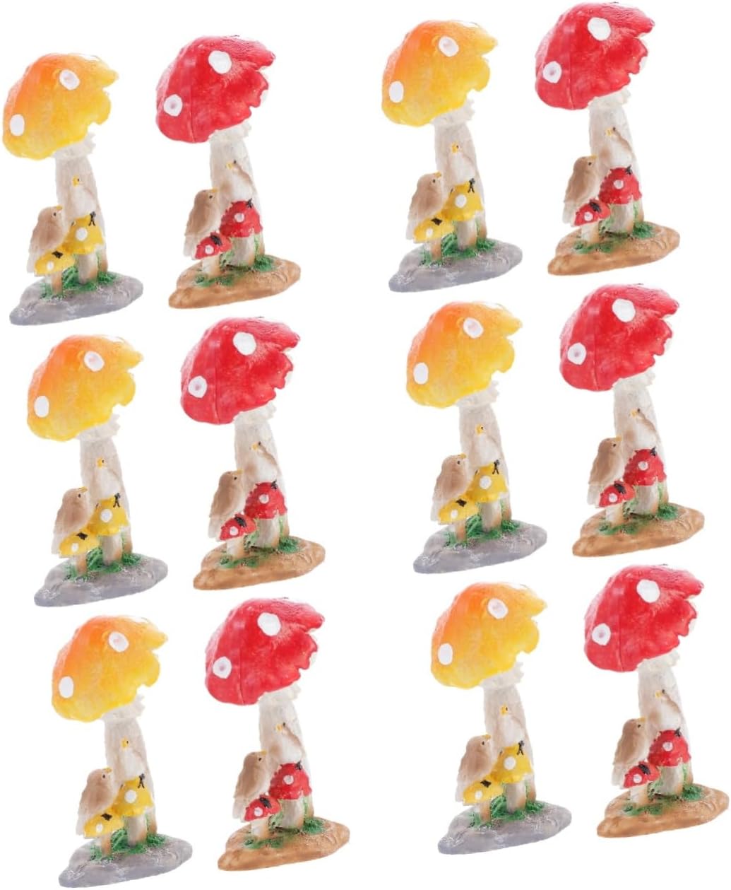 IMIKEYA 12 Pcs Mushroom Ornament Mushroom Desktop Decor Mushroom Figurines Landscape Plant Mushrooms Miniature Car Decoration Small Mushroom Bird