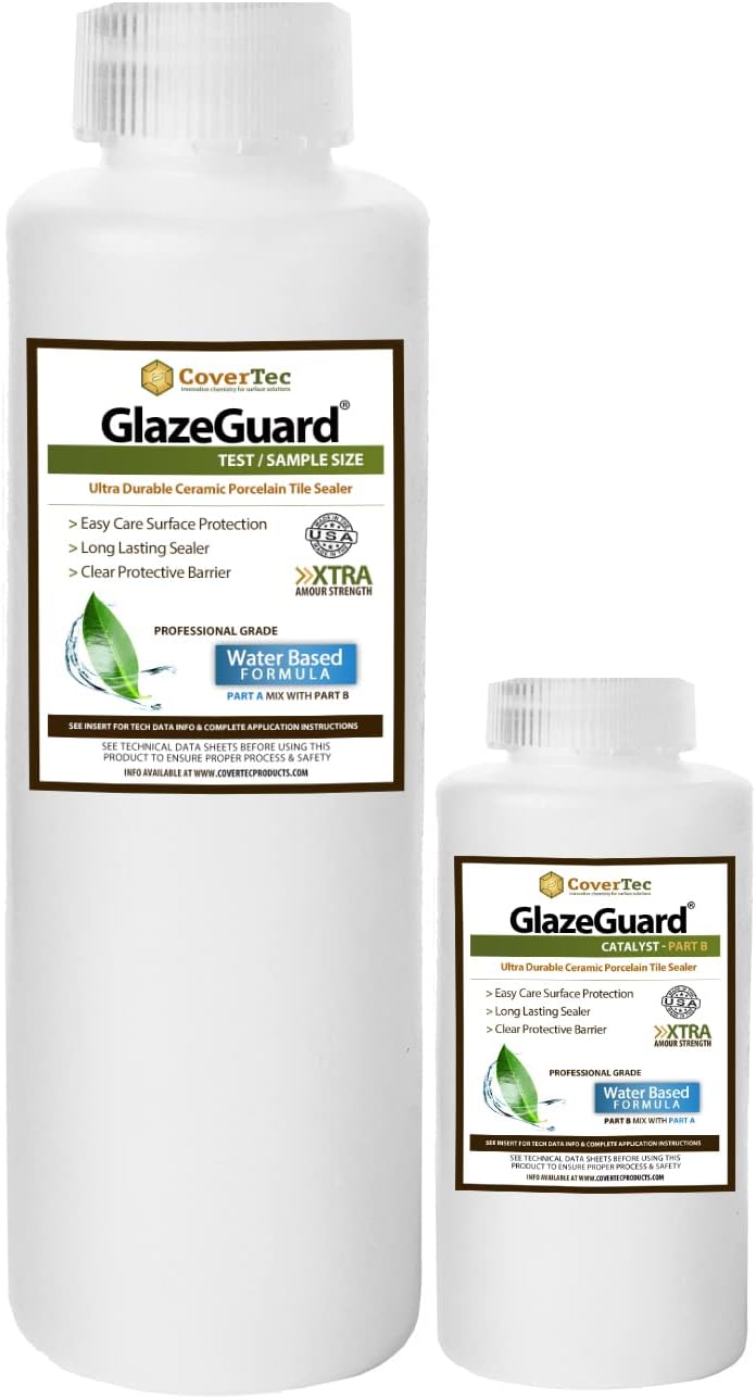 GlazeGuard – Azulejo de cerámica y porcelana brillante (muestra), sellador de lechada, alto brillo, acabado de aspecto húmedo (kit de muestra de 4