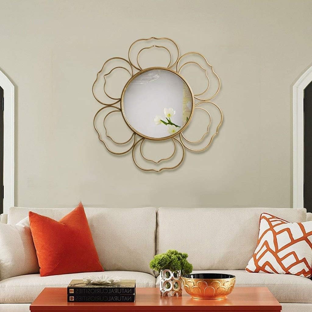 Decoración de pared de metal para el hogar, escultura simple y moderna rosa espejo colgante de pared de metal para colgar en la pared de moda para