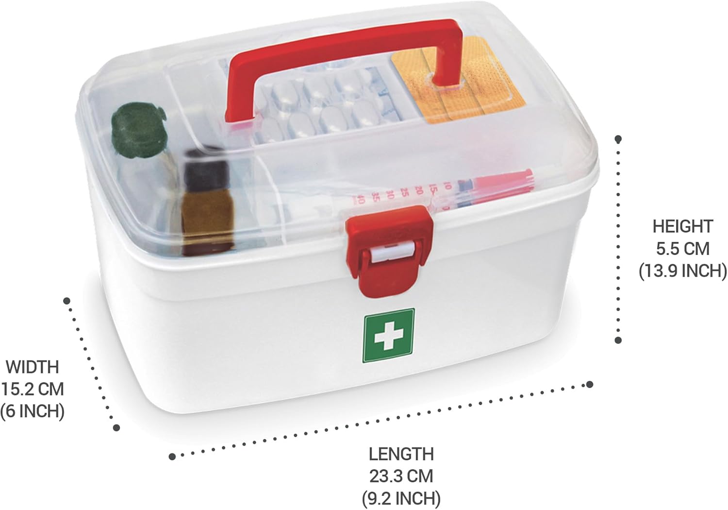 Milton Caja médica, caja de almacenamiento vacía de primeros auxilios  Organizador  Kit de emergencia familiar  Bandeja desmontable  Fácil acceso