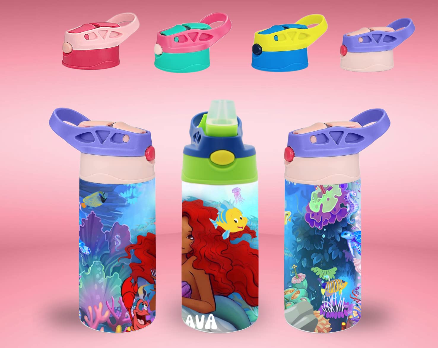 Customized Mermaid Sippy Cup Black Girl Magic Bottle with Handles Leak Proof  BPA Free Personalized Cup Add Name