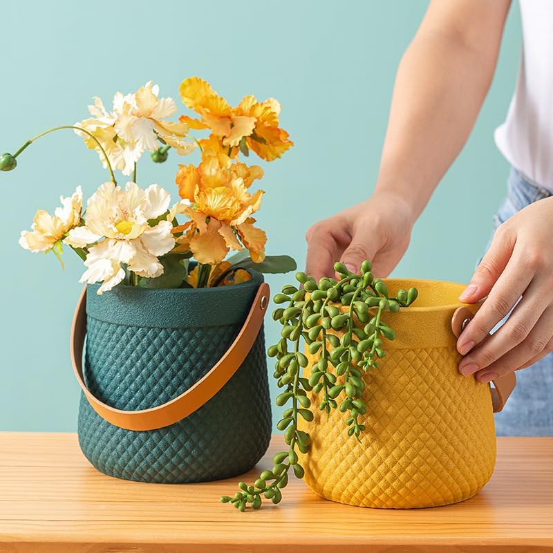 Macetas de cerámica de 5 pulgadas, maceta colgante pequeña (gris) – Macetas de interior para plantas, flores, cactus, suculentas, decoración de