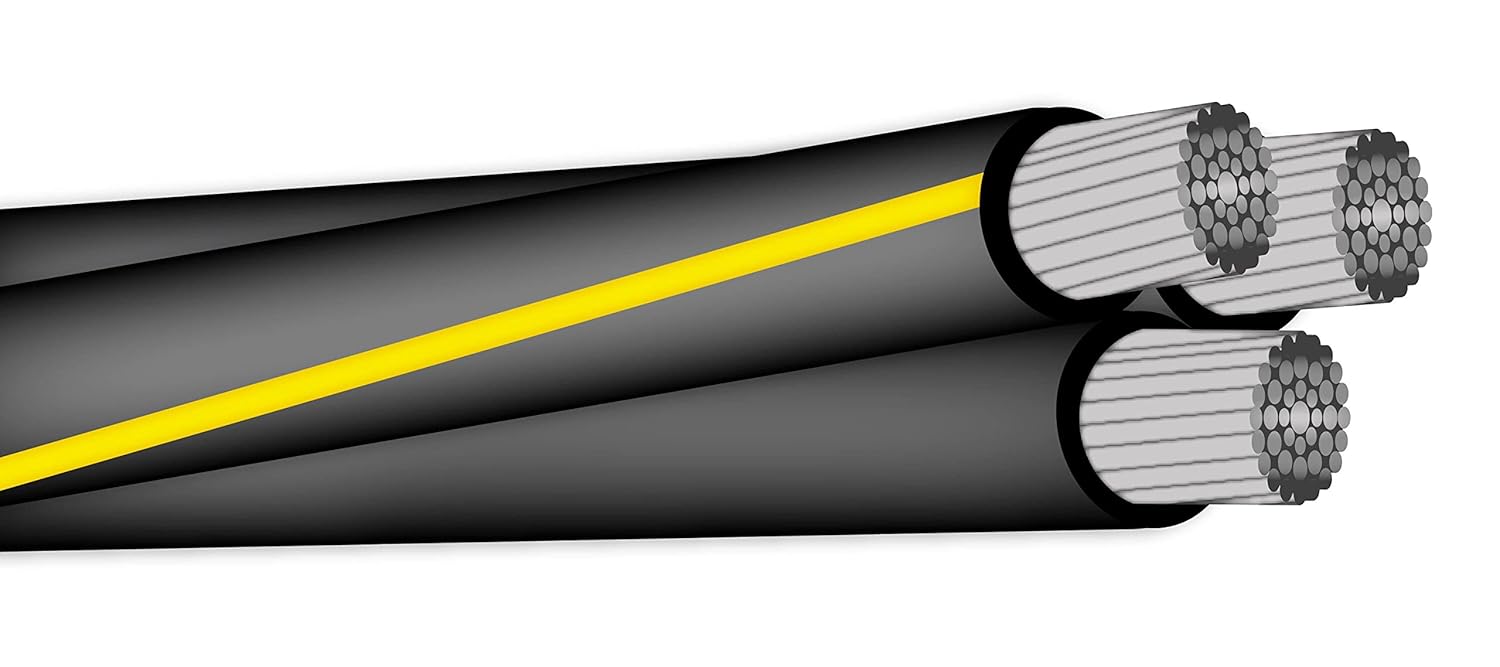 NASSAU ELECTRICAL SUPPLY Aluminio 2-2-2 Triplex URD Ramapo 100 AMP Cable de servicio de alambre de entierro directo (100 pies)