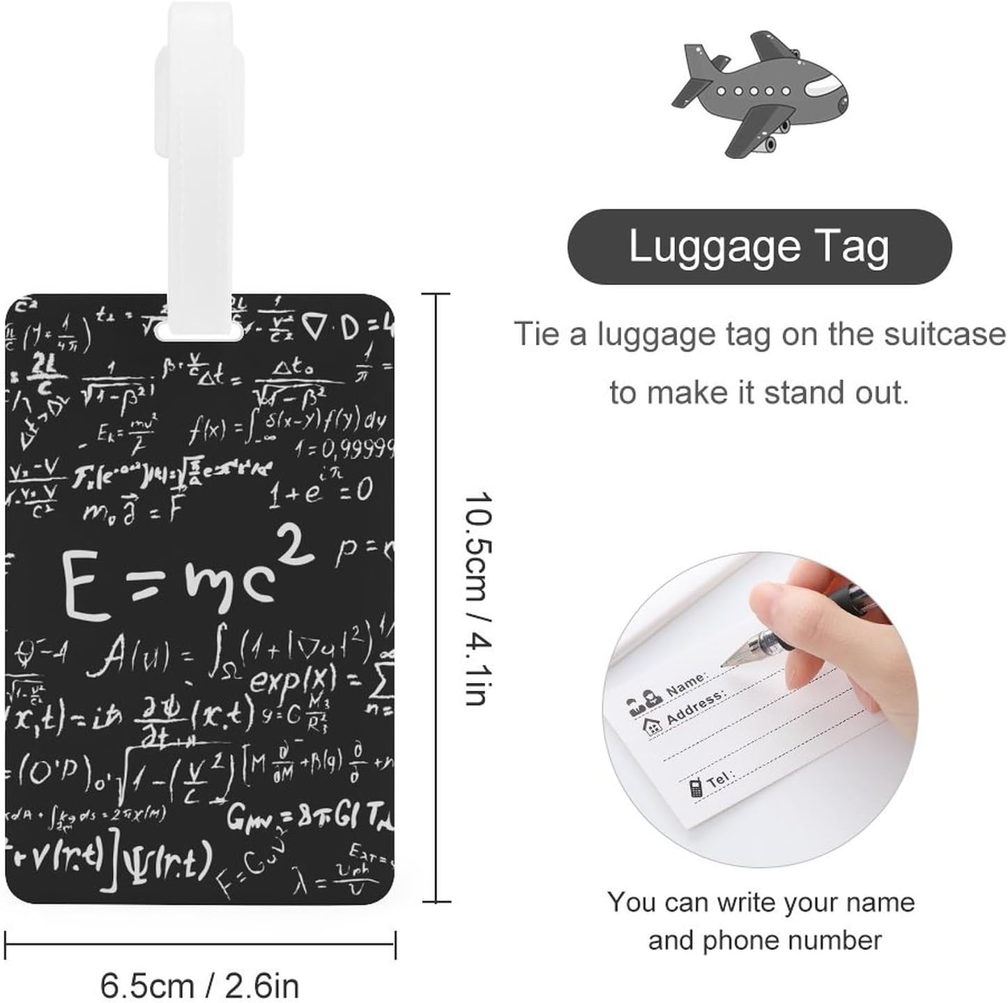 Physics and Math Science Formula Funny Luggage Case Tag Travel Bag Name ID Card Labels Suitcase Tags