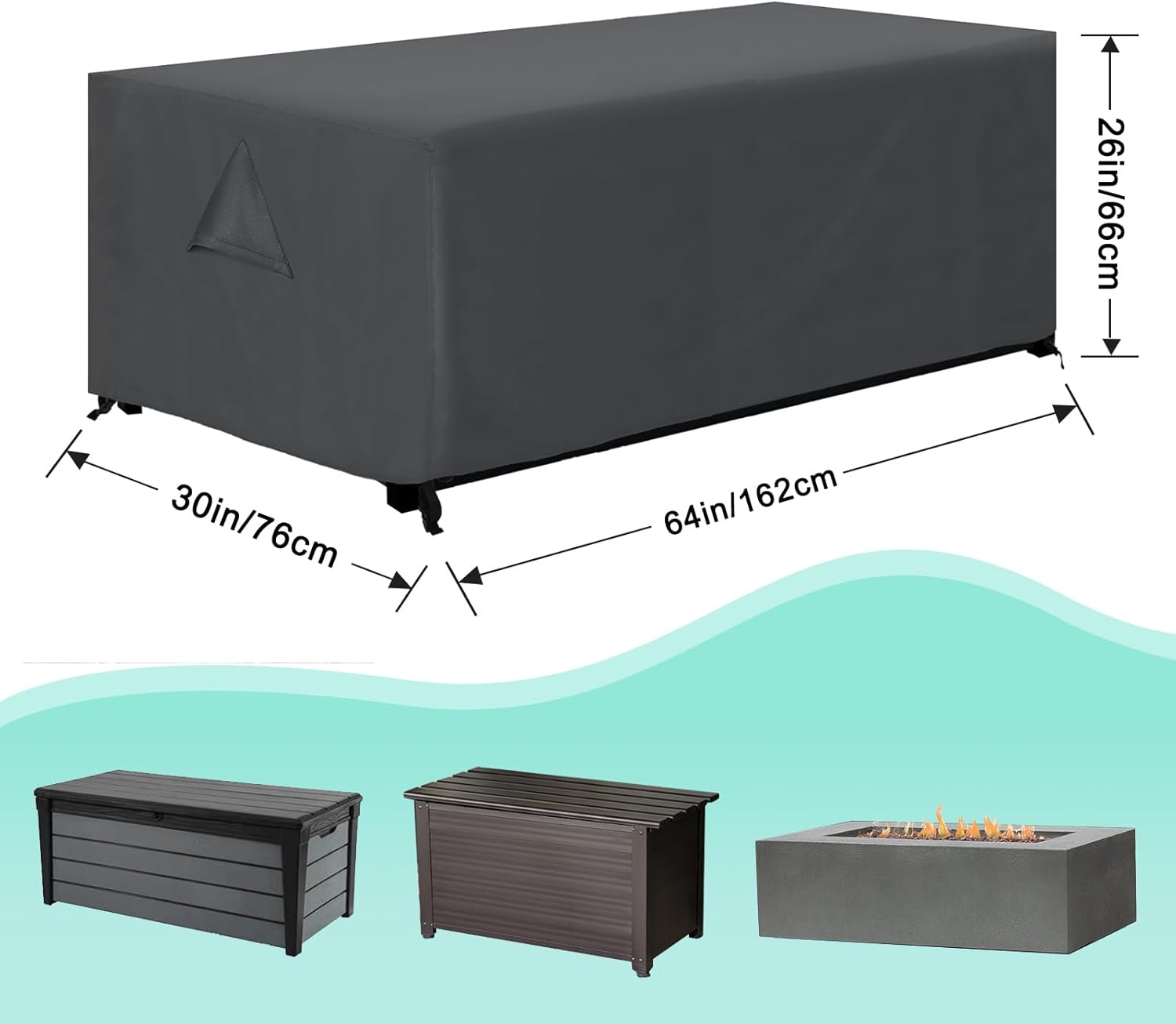 ABCCANOPY Cubierta para caja de patio, impermeable y a prueba de polvo, protección de invierno, cubierta universal para muebles de 64 x 30 x 26