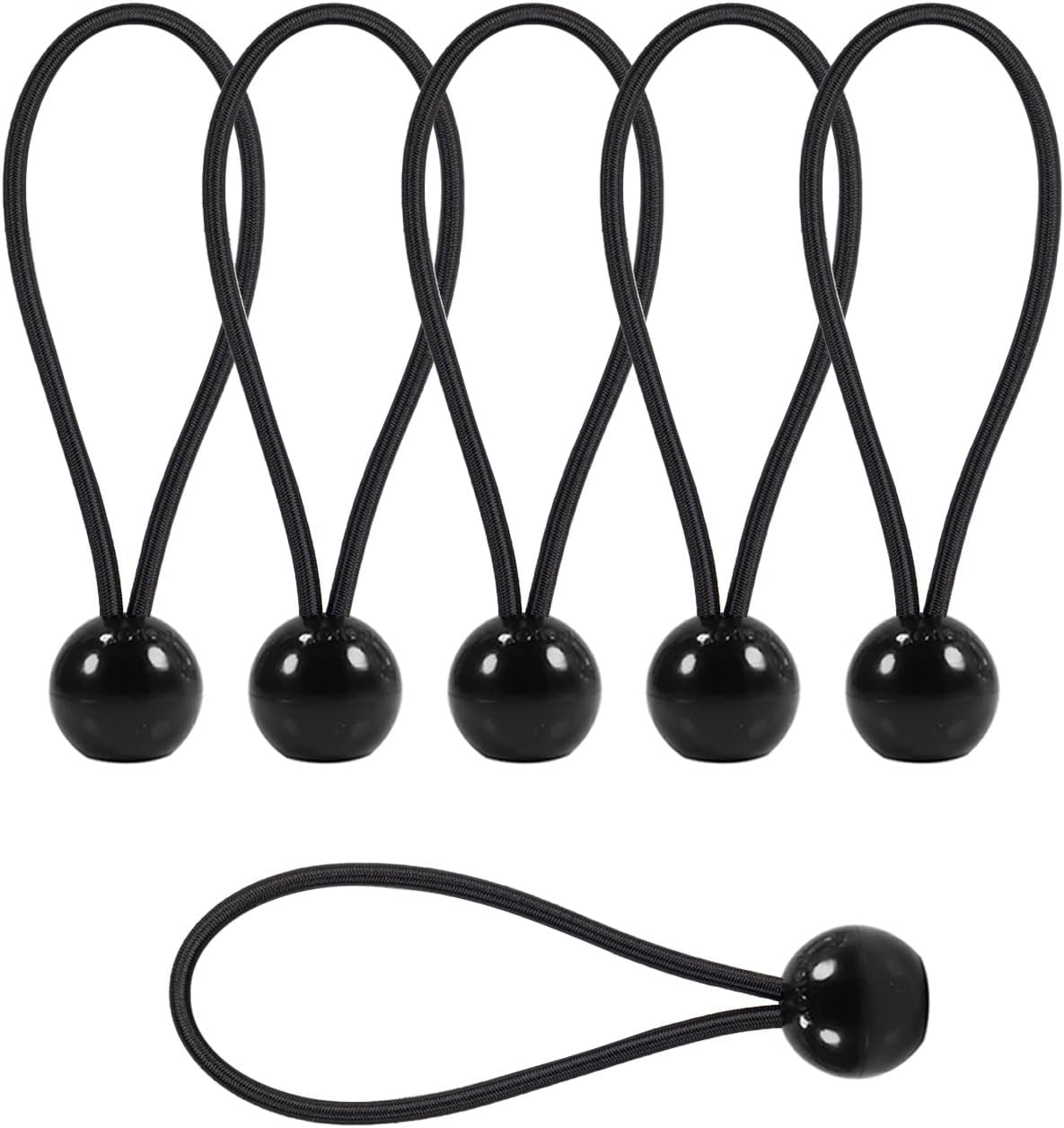 LOVE STORY 30 unidades de bolas elásticas de 6 pulgadas de color negro, cuerdas elásticas resistentes para refugio, cenador, campamento, tienda de