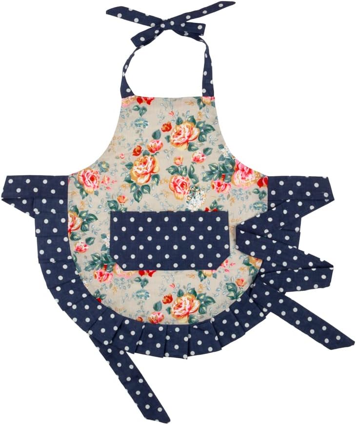NEOVIVA Delantales de cocina para niñas pequeñas con bolsillos, adorables delantales de algodón para niñas pequeñas