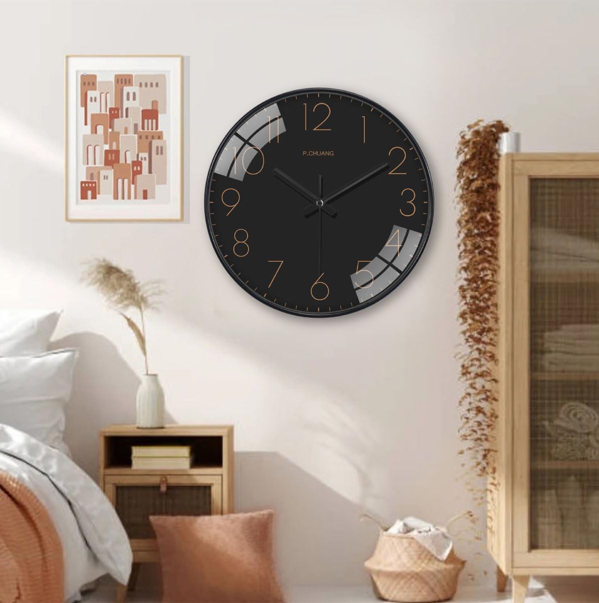 Reloj de pared de 8 pulgadas, silencioso, sin tictac, reloj de pared moderno, funciona con pilas, analógico, pequeño, redondo, decorativo, para el