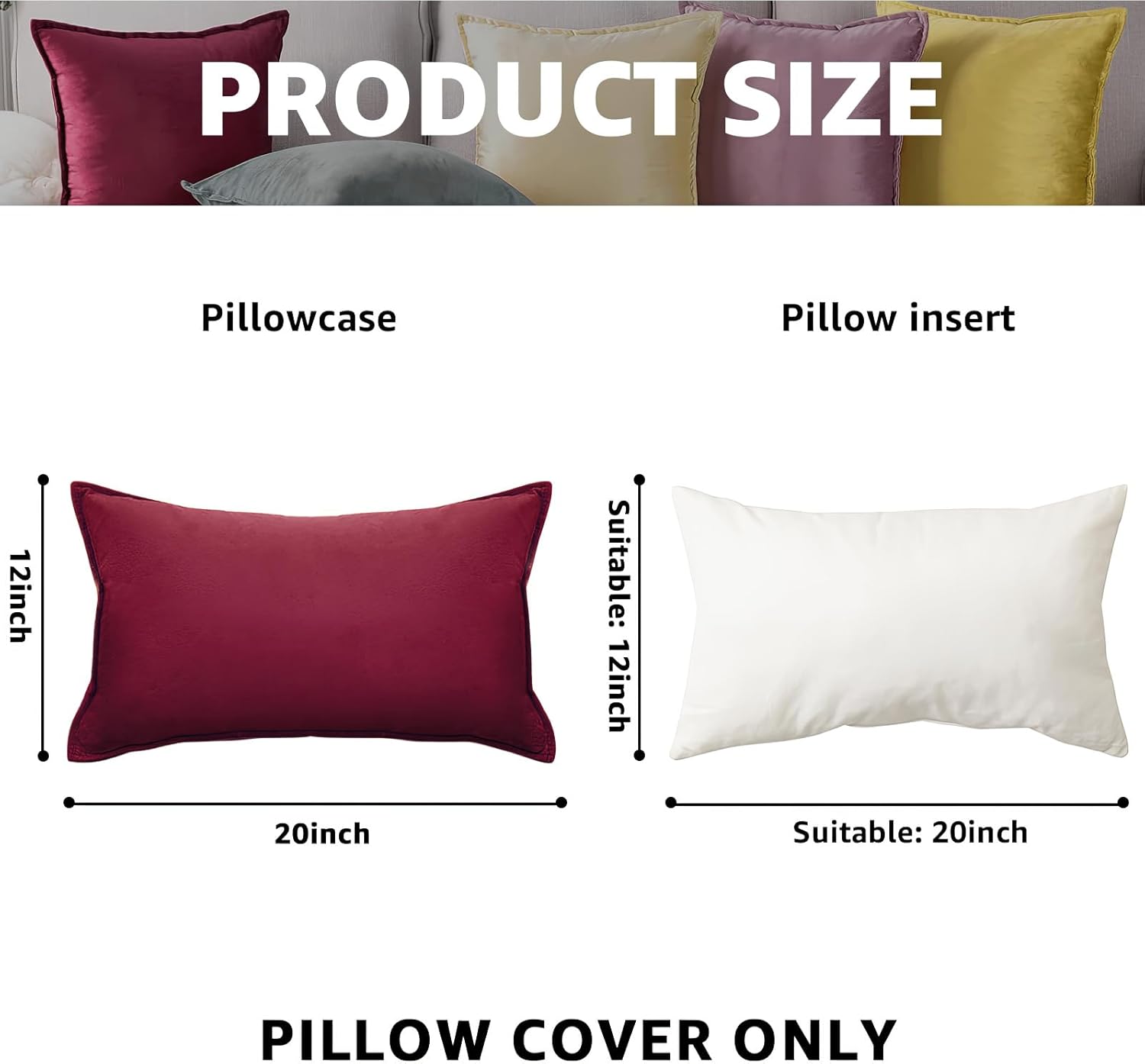 Juego de 2 fundas de almohada decorativas de terciopelo suave, fundas de cojín cuadradas sólidas para decoración del hogar, sofá, dormitorio, sala