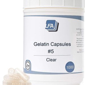 Cápsulas vacías tamaño 5  Gelatina transparente  1000 unidades  Se adapta a la bandeja de máquina de llenado de cápsulas  Tapas de gel de carne de Cápsulas vacías tamaño 5  Gelatina transparente  1000 unidades  Se adapta a la bandeja de máquina de llenado de cápsulas  Tapas de gel de carne de