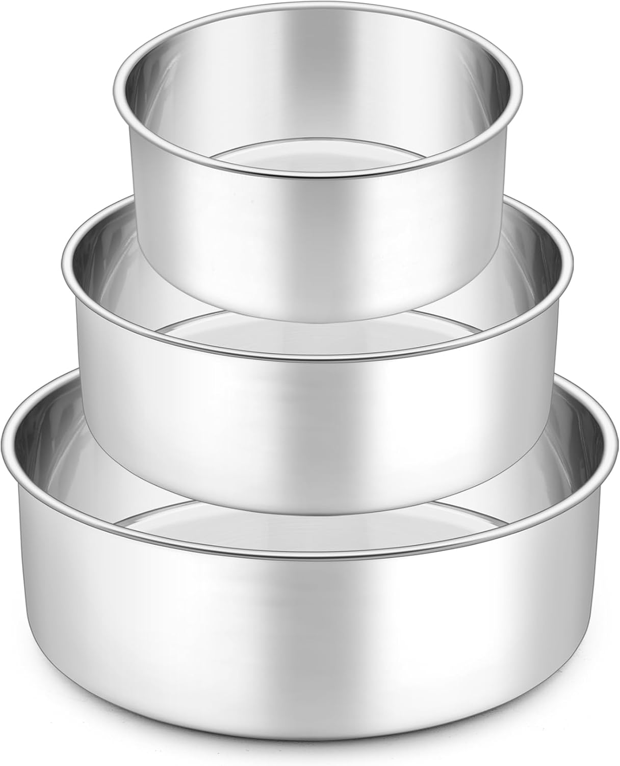 P&P CHEF Juego de moldes para pasteles de 3 a 6 pulgadas + 8 pulgadas + 9.5 pulgadas, moldes redondos de acero inoxidable para hornear, para
