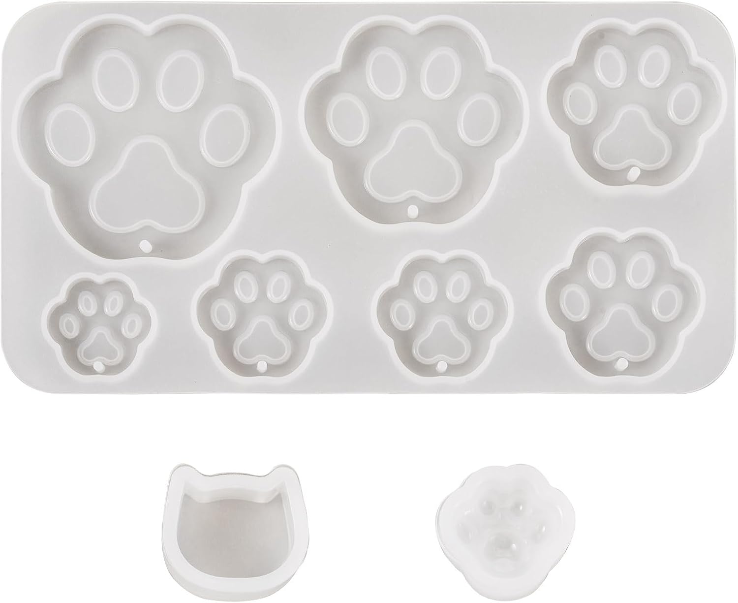 Magibeads 5 moldes de silicona con estampado de patas, dijes y cabujones lindos moldes de resina de pata de gato para manualidades, manualidades,