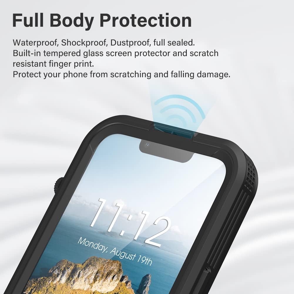 IP68 – Funda impermeable a prueba de polvo a prueba de caídas para iPhone 14 de 6.1 pulgadas, con protector de pantalla integrado, resistente y
