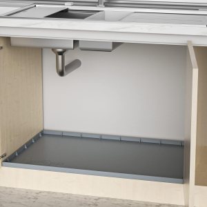 Tapete impermeable para debajo del fregadero para gabinetes de 36 pulgadas, tapete de goma de cocina, soporta más de 3.3 galones, protector de fugas Tapete impermeable para debajo del fregadero para gabinetes de 36 pulgadas, tapete de goma de cocina, soporta más de 3.3 galones, protector de fugas