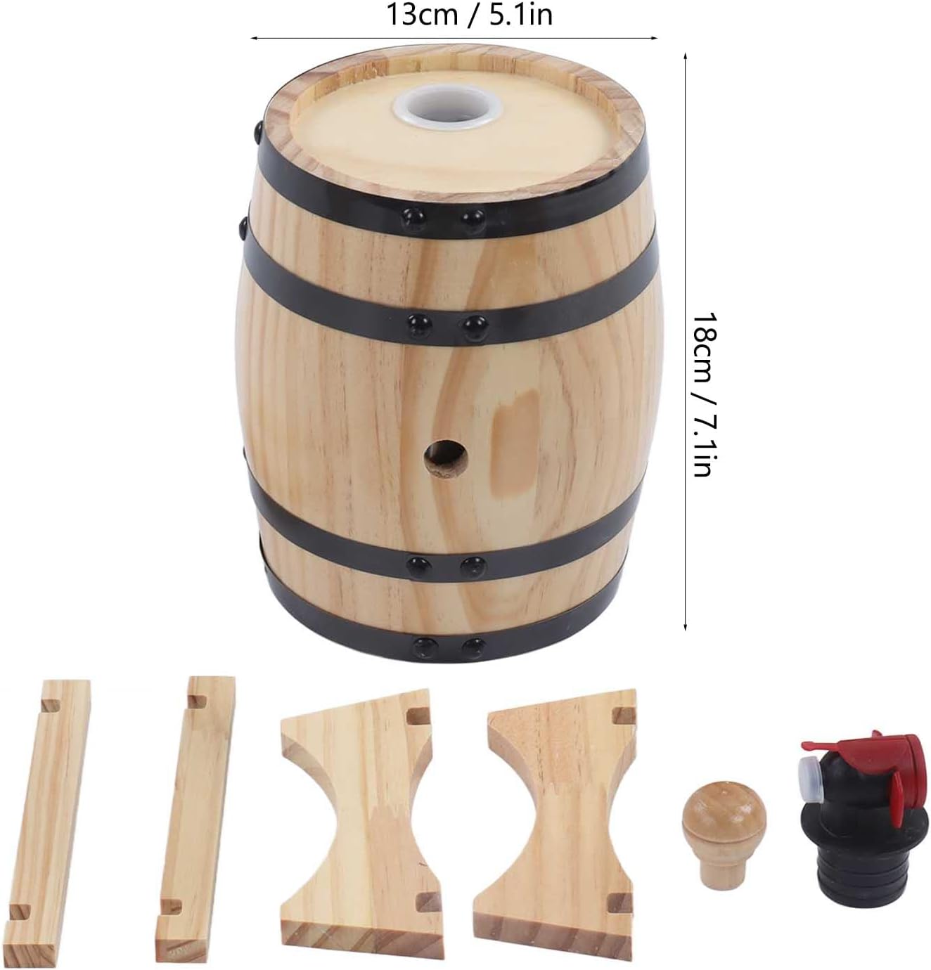 Wine Oak Barrels, Clear Wood Grain Oak Aging Barrels for Bar (1L)