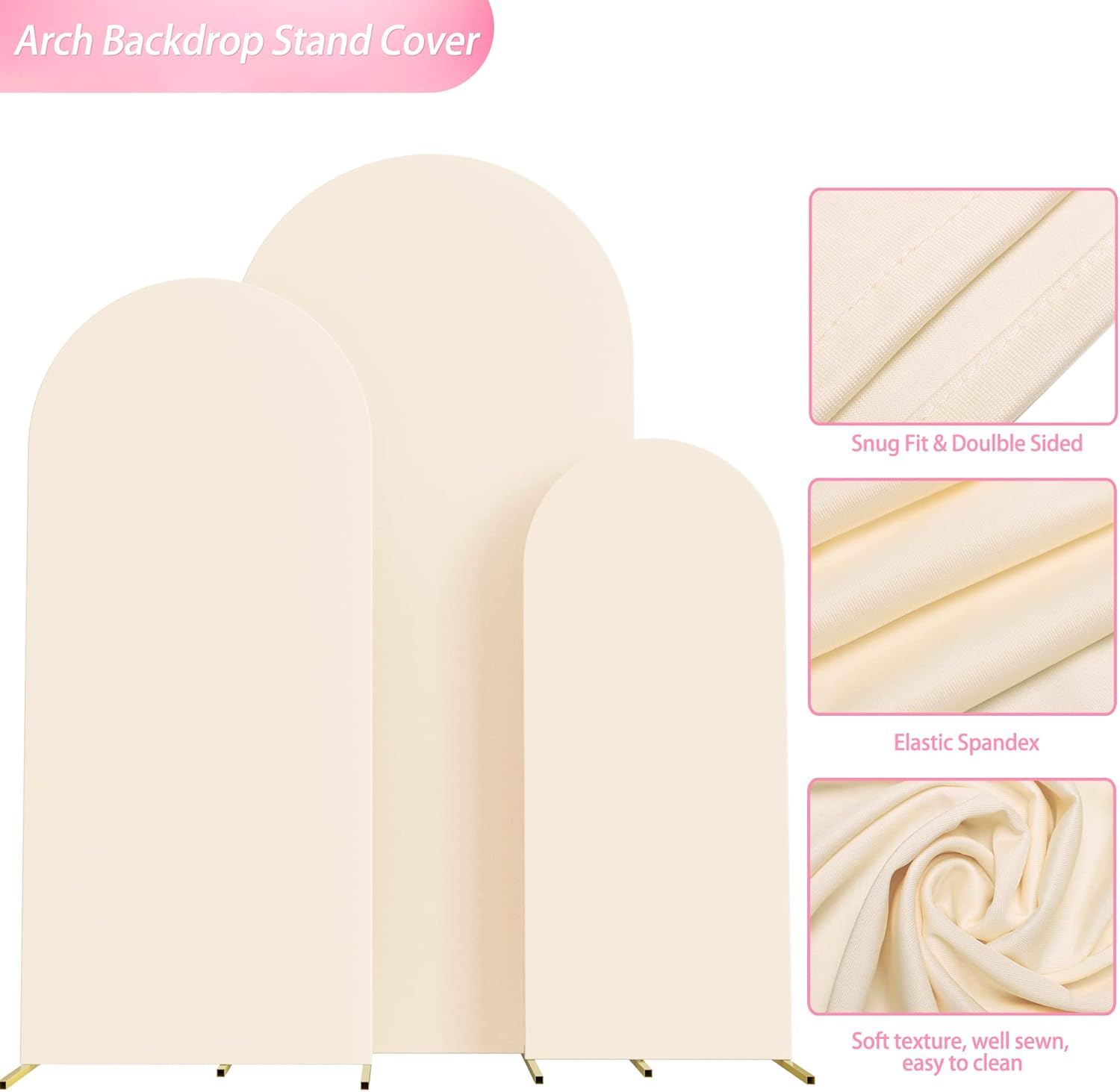 Wokceer Juego de 3 fundas de arco de boda de elastano ajustadas para arco de boda para parte superior redonda, soporte de arco de Chiara para