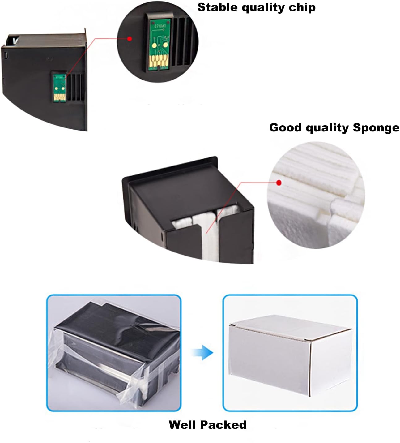 F-INK Caja de mantenimiento de tinta T6711 remanufacturada compatible con Workforce WF3520 WF3540 WF3620 WF7110 WF7210 WF7510 WF7610 WF7620 WF7710