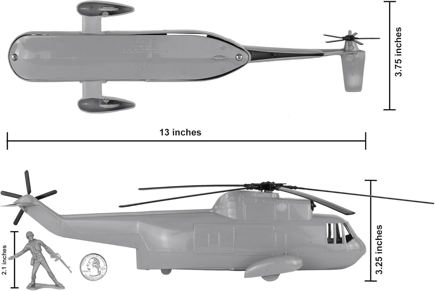 TimMee – Juego de helicópteros de plástico para hombre, 26 piezas, color gris, fabricado en Estados Unidos