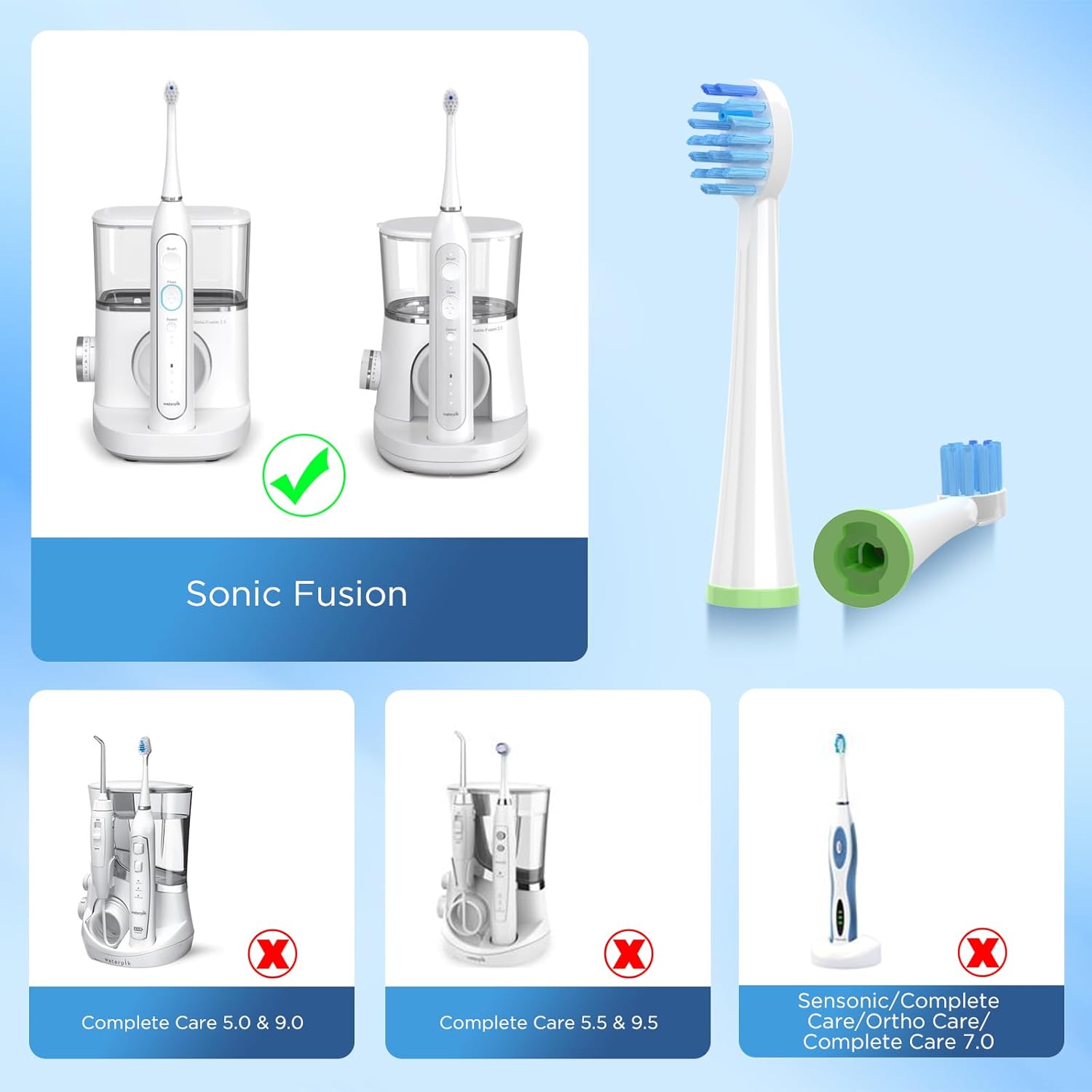 Cabezales de repuesto para cepillo de dientes con cubiertas para Water Pik Sonic Fusion SF01SF02 y Sonic Fusion 2.0 SF03SF04, 5 unidades, color