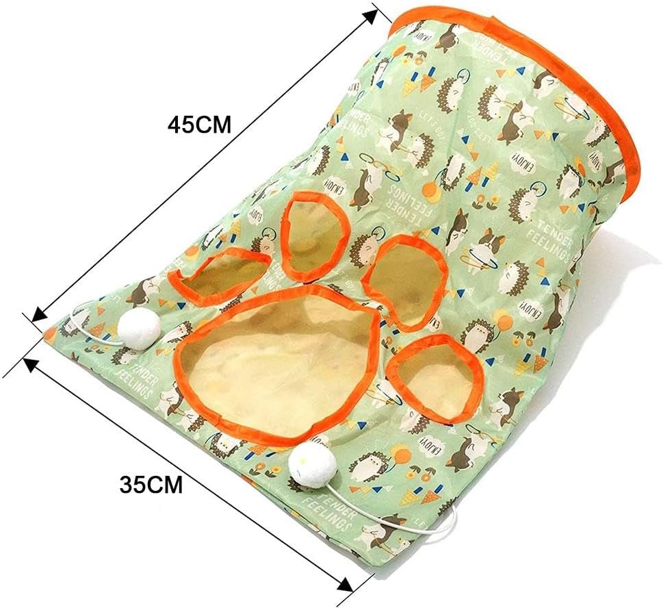 Bolsas de túnel para gatos de interior, túnel de tubo de gato aburrido, juguetes autointeractivos para gatos con bola de felpa, bolsa de taladro