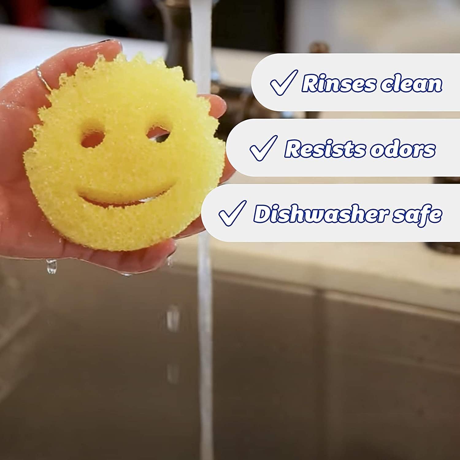 Scrub Daddy Esponja  Aroma fresco de limón  Esponja multiusos para platos sin arañazos  Sin BPA y fabricada con espuma de polímero  Esponja de