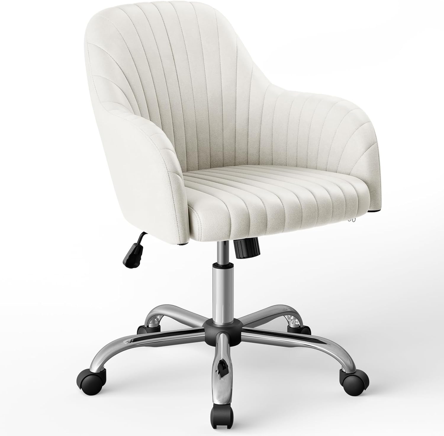 Warmiehomy Silla de escritorio de terciopelo moderna para oficina en casa, cómodas sillas de tocador, silla giratoria ajustable para computadora,