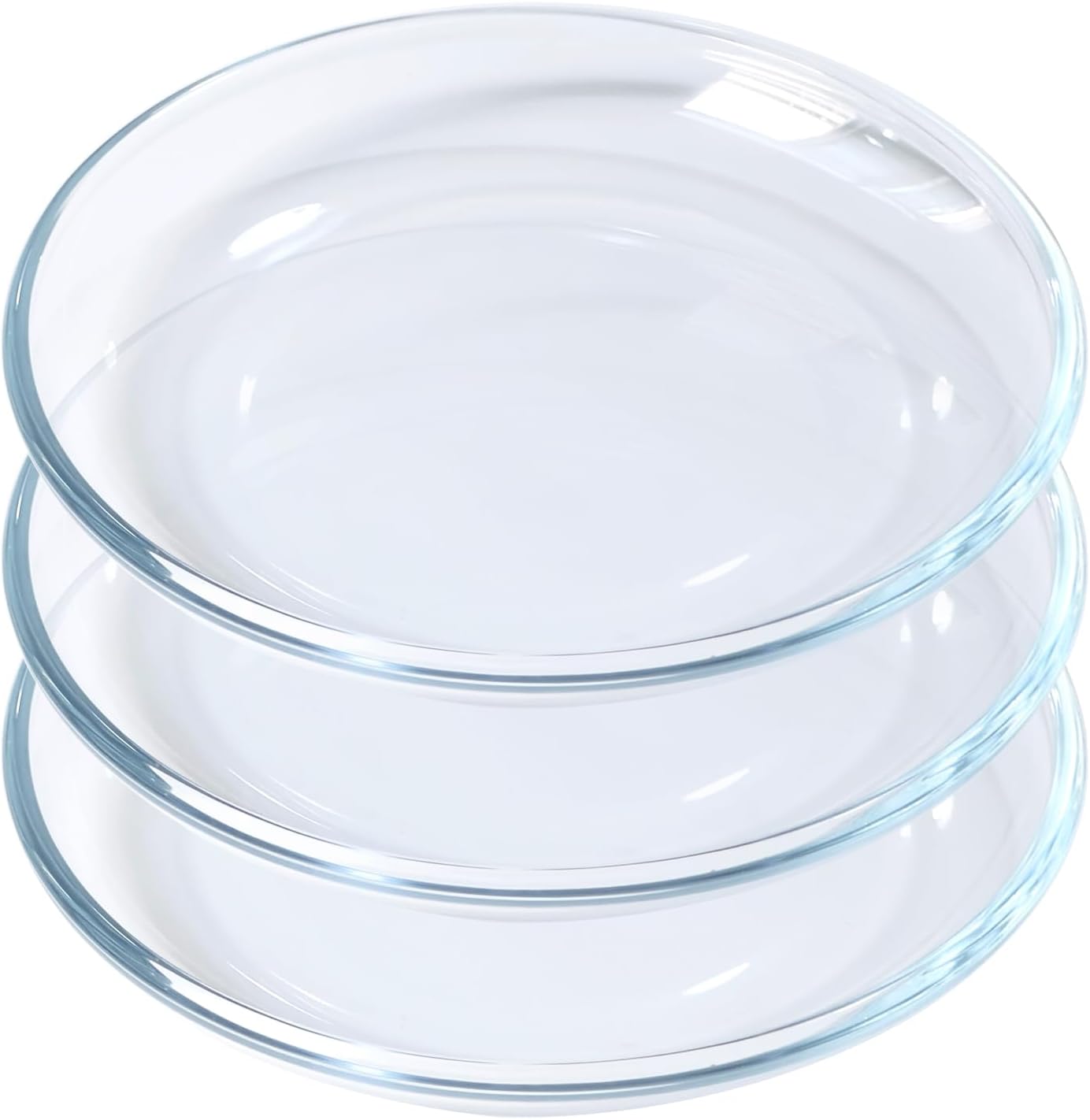 VIPHIEC Platos redondos de vidrio templado de 7 pulgadas, pequeños mini aperitivos, frutas, ensaladas y pasteles, juego de 3
