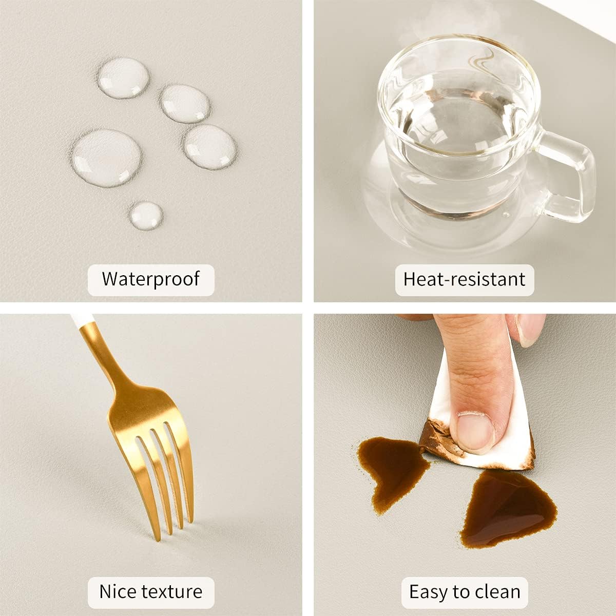 Punkspace Juego de 6 manteles individuales de piel sintética para mesa de cocina y comedor, lavables, resistentes al calor, fáciles de limpiar, para