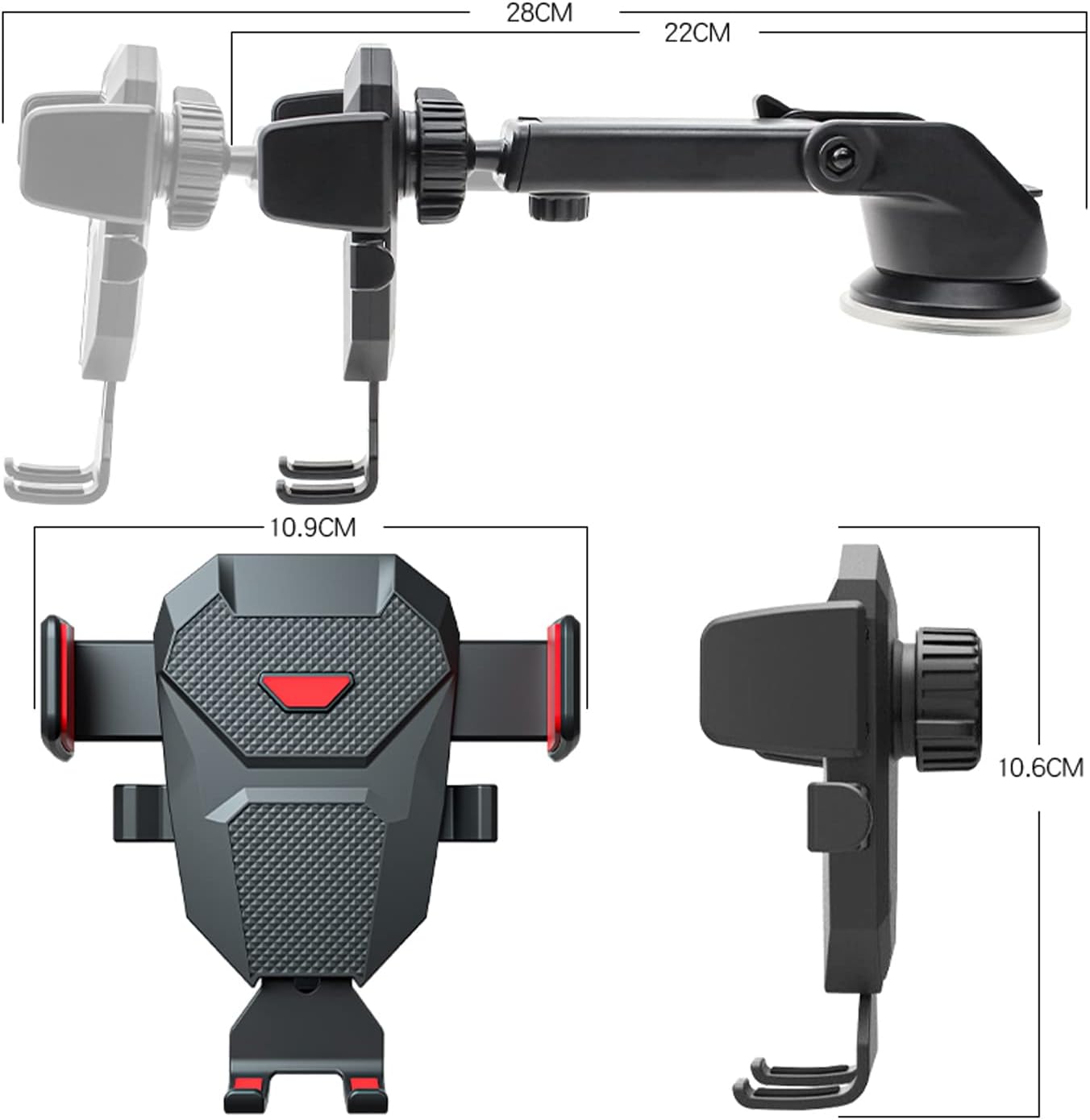 Soporte de teléfono para automóvil, soporte de teléfono 3 en 1 con ventosa para parabrisassalpicaderoventilación de aire, compatible con iPhone 13
