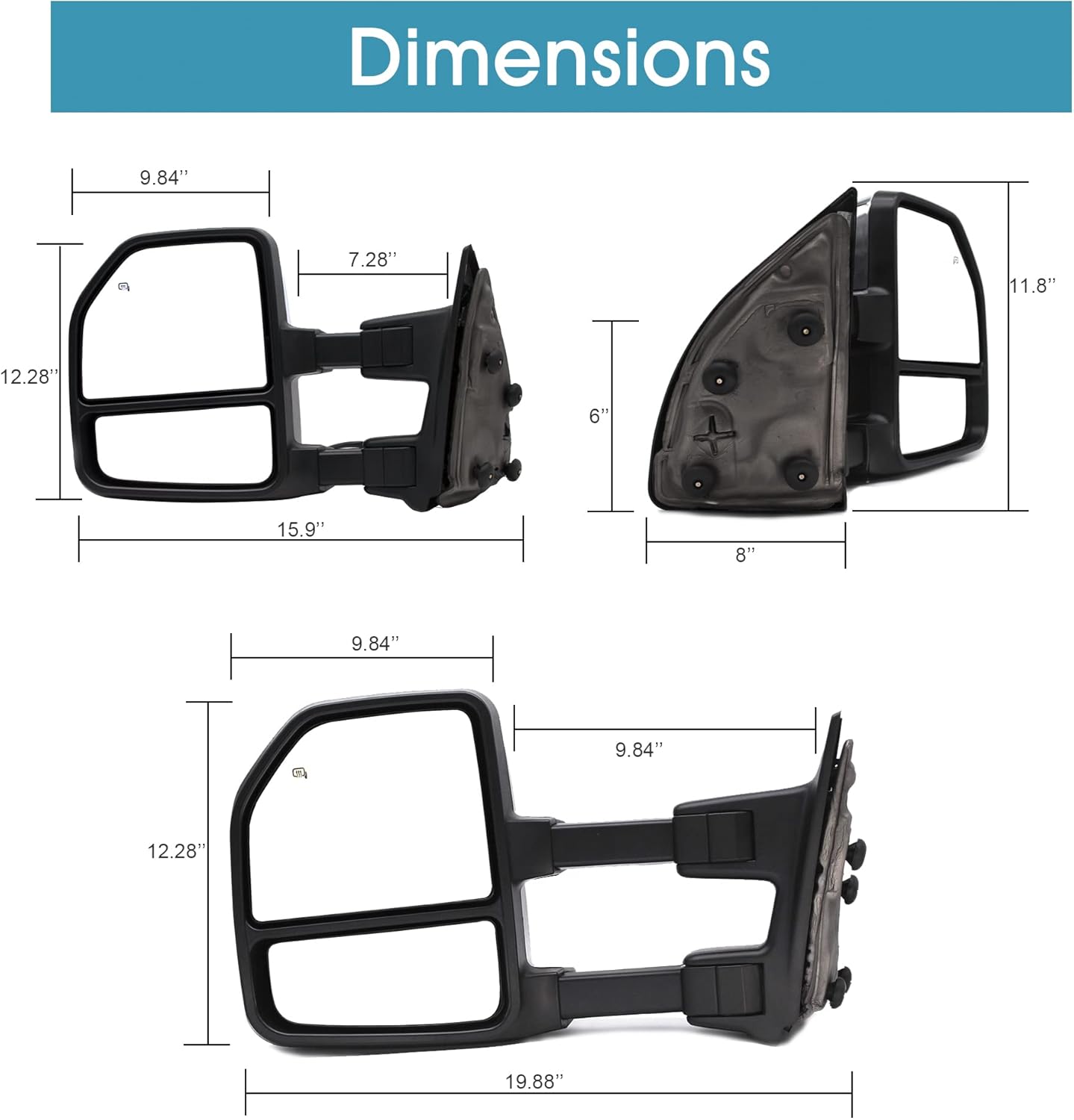 NEW Towing Mirrors fit for 1999-2016 Ford F250 F350 F450 F550 Super Duty Pickup Side Tow Mirrors Heated Power Glass Adjustment Turn Signal LED