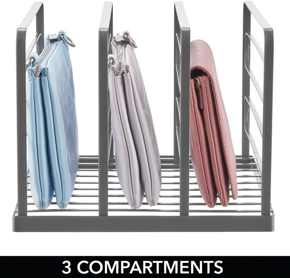 mDesign Organizador apilable de metal dividido para armarios, dormitorios, aparadores, estantes, solución de almacenamiento de estantes para