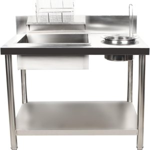 Estación de empanado comercial de pollo frito de acero inoxidable Mesa de preparación de cocina comercial Mesa de preparación de cocina comercial Estación de empanado comercial de pollo frito de acero inoxidable Mesa de preparación de cocina comercial Mesa de preparación de cocina comercial