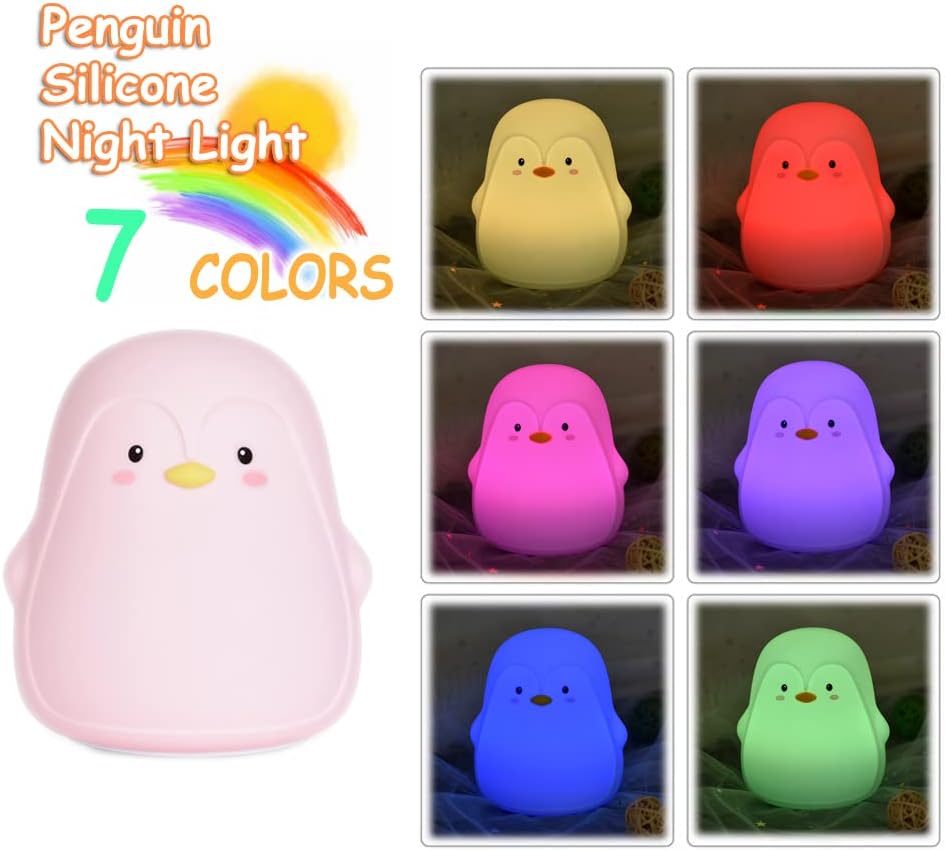 TriPro Penguin – Lámpara de silicona para decoración de habitación de bebé, niños, niñas, niños pequeños, adolescentes