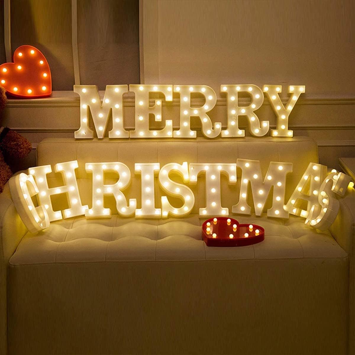 Letras iluminadas, letras de marquesina de Laerjin con luces, número decorativo con luz LED, letrero de número iluminado para luz nocturna, boda,