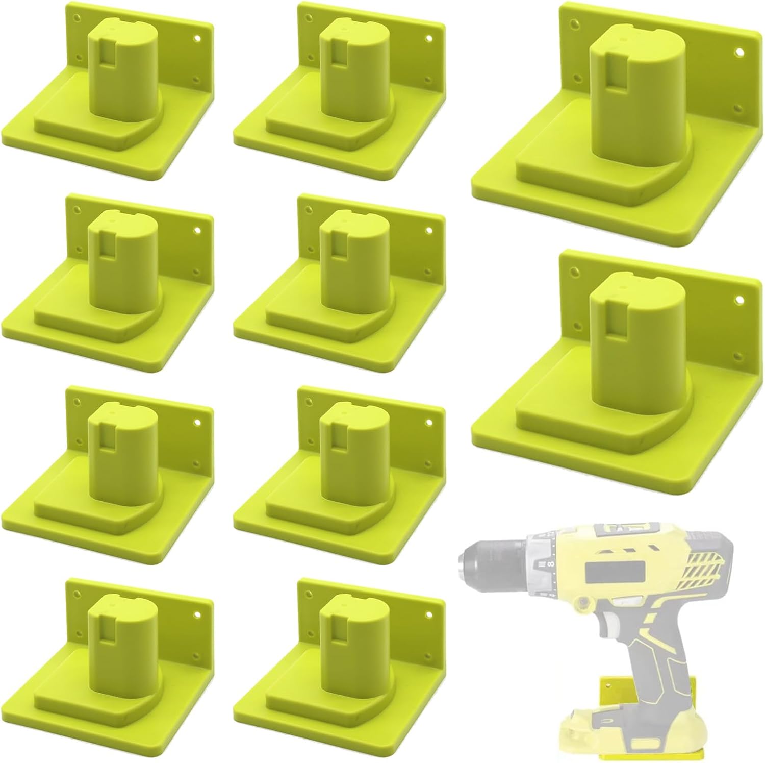 Paquete de 10 soportes de pared para herramientas compatibles con Ryobi 18V herramientas eléctricas soporte para muelle de pared gancho organizador